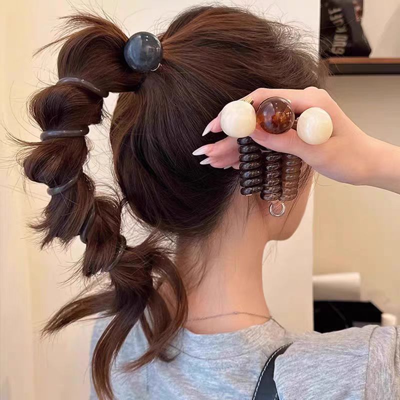 Silicone Band Women - Vintage-Haarband mit Kugelherz, gerades elastisches Haarband