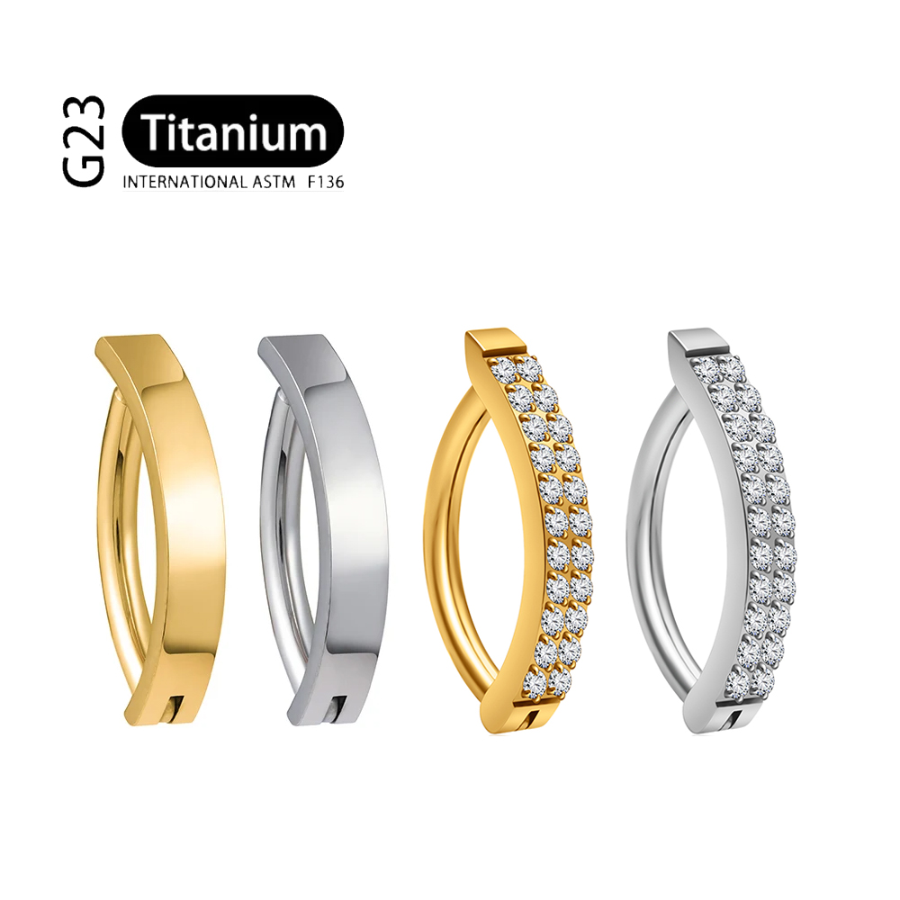 Curved Spring Bar - G23 Titan Piercing 14G zweireihige CZ