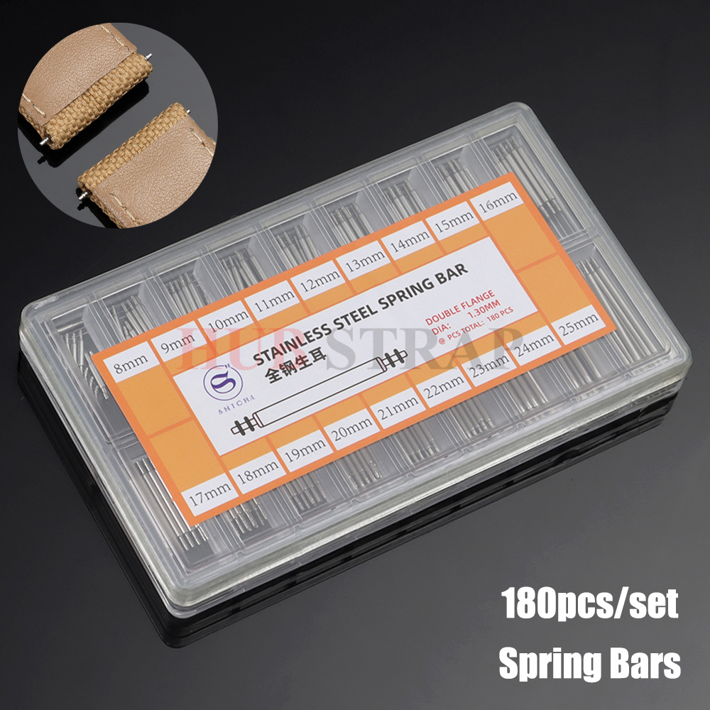 Spring Bar Tool Set - 180 Stück/Set Edelstahl 1,3mm Federstege 8mm-25mm