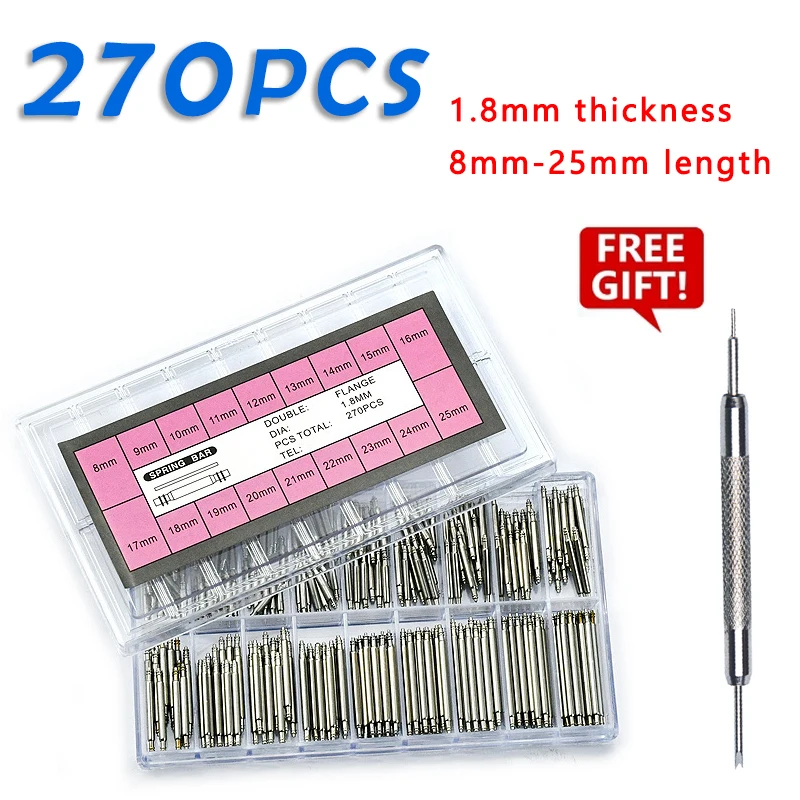 Spring Bar Tool Set - 270 Stück/Set Edelstahl-Federstangen Durchmesser 1,5mm/1,8mm Länge