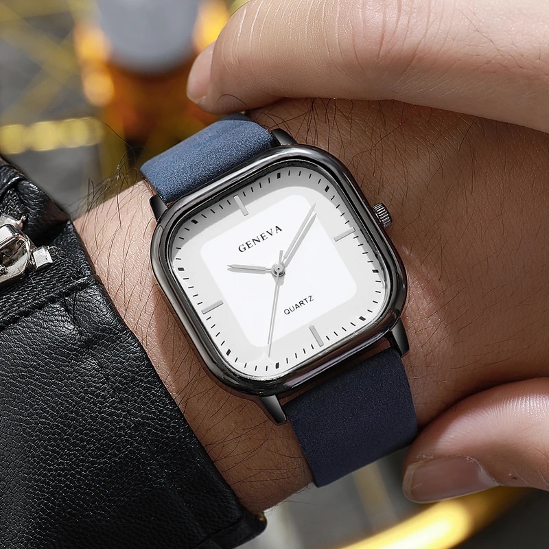 Leather Watch Band Men - Modische klassische Herrenuhr mit quadratischem Zifferblatt,