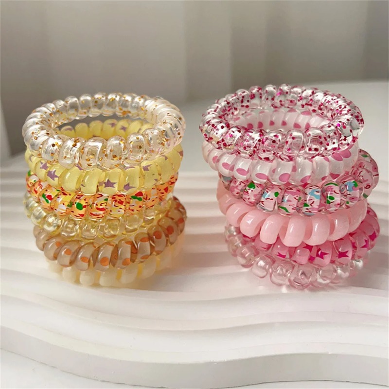 6 Stück Bunte Harz-Spiral-Haar – Silicone Band Women Bewertung und Preis
