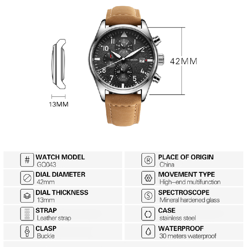 OCHSTIN Original Herren Chrono – Leather Watch Band Men Bewertung und Preis